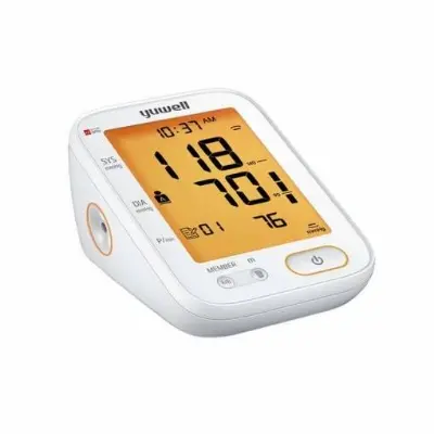 Picture of Yuwell YE-680B Blood Pressure Monitor Large-scale LCD, Time and date display (White)