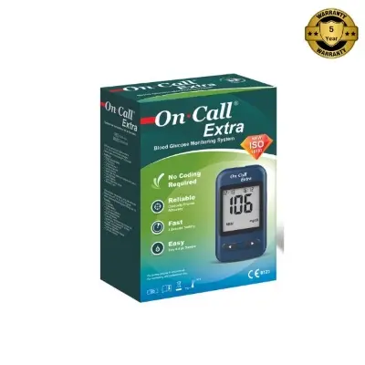 Picture of On Call Extra Blood Glucose Meter Starter Kit (incl. 10 Test Strips, 10 Lancets, 1 Lancet Device, 1 Control Solution) (Black)
