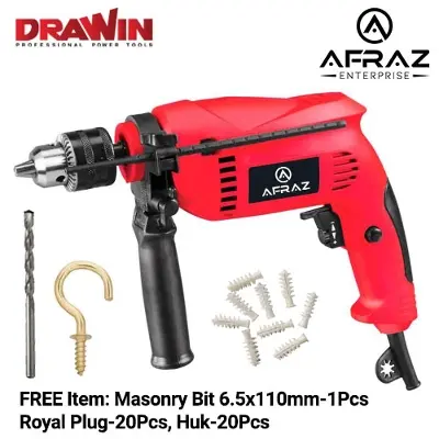 Picture of Professional 13mm Electric Drill Machine With Accessories - Red