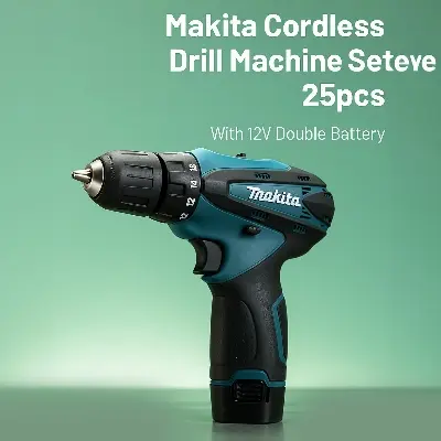 Picture of Cordless Drill Machine 12v 28Pcs Power Driver Combo Drills Kit + Double Battery - Blue