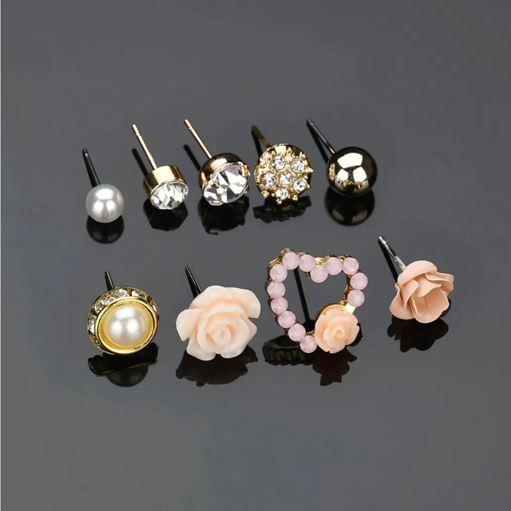 Picture of 9 Pairs (18 Pcs)/Set Stud Earring Set New Collection for Women's Fashion