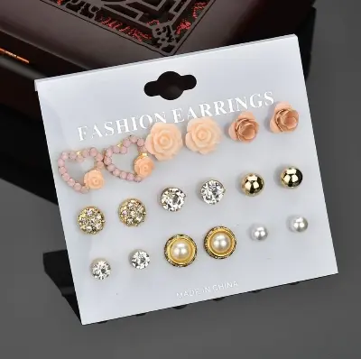 Picture of 9 Pairs (18 Pcs)/Set Stud Earring Set New Collection for Women's Fashion