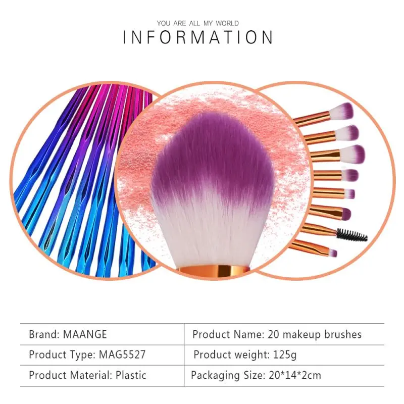 Picture of 20 Pcs/Set Makeup Brushes Set Eye Shadow Make Up Brushes Foundation Powder Lip Eye Make Up Brush Cosmetics Makeup Brush - Makeup Combo Set - Makeup Combo Set - Makeup Combo Set