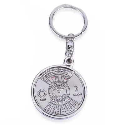 Picture of 50 Year Calendar Key Chain Mini Metal Ring Compass Keyring Keyfob Hiking Camping Outdoor Sports Survival Tools