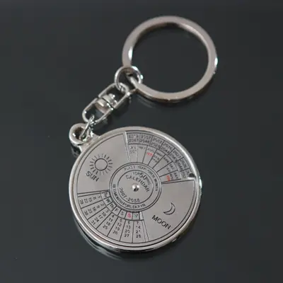 Picture of 50 Year Calendar Key Chain Mini Metal Ring Compass Keyring Keyfob Hiking Camping Outdoor Sports Survival Tools