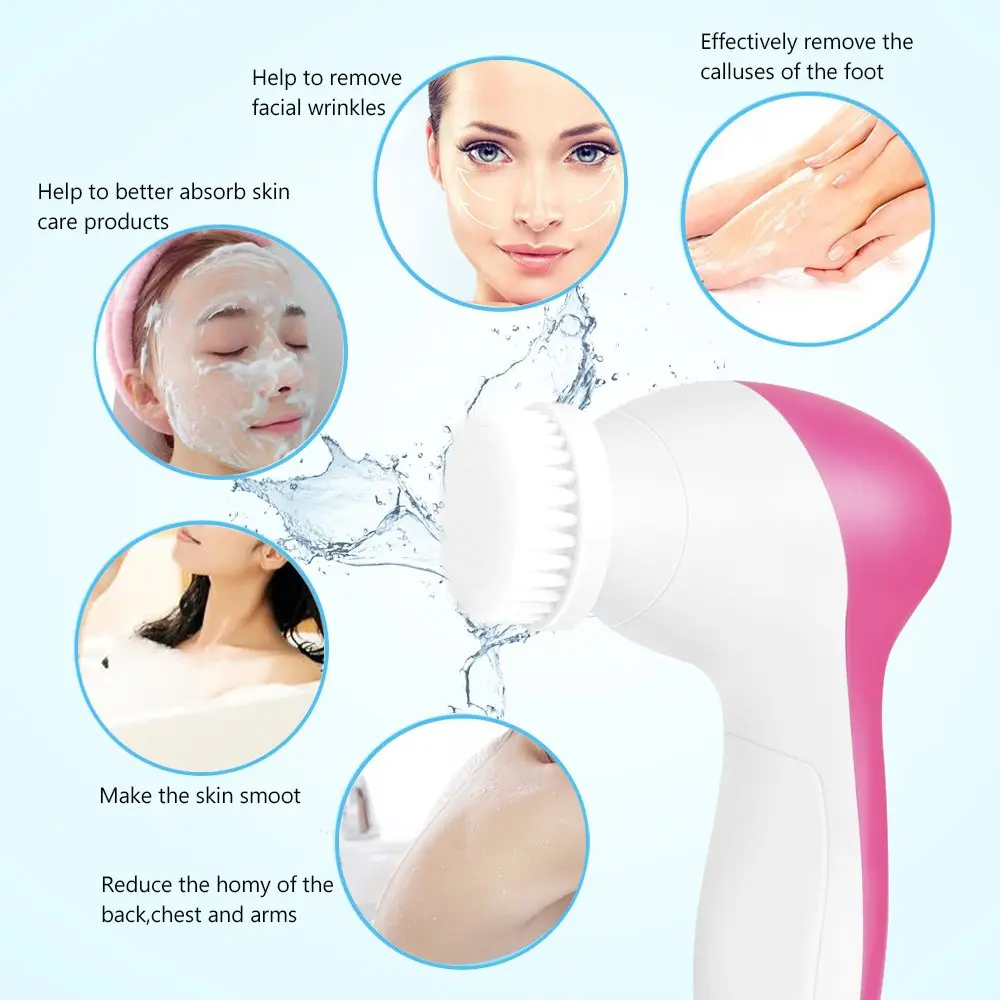 Picture of 5 in 1 beauty instrument beauty facial brush facial cleaning massager private label facial massager