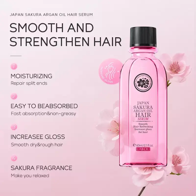 Picture of LAIKOU Japan Sakura Smooth & Refreshing Argon Oil Hair Serum- 60ml