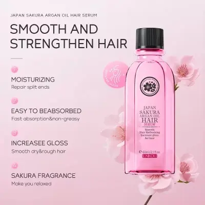 Picture of LAIKOU Japan Sakura Smooth & Refreshing Argon Oil Hair Serum- 60ml