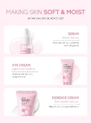 Picture of LAIKOU Japan Sakura 3 Pcs/set Skin Care Set- 62g