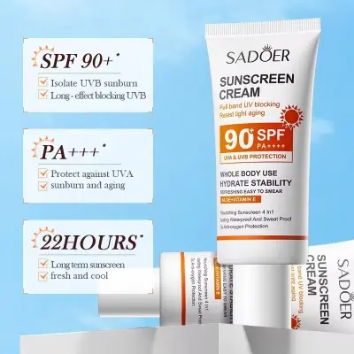 Picture of SADOER Full band UV Blocking 90 SPF PA+++ Sunscreen Cream- 50g