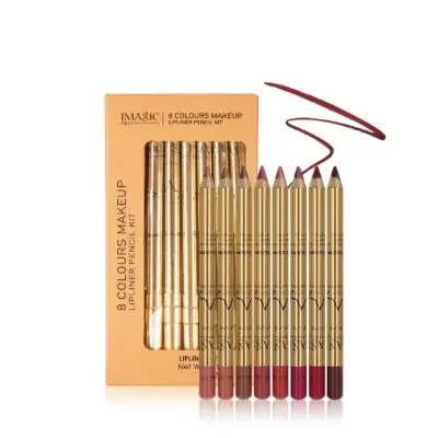 Picture of IMAGIC 8 Colours Longlasting Waterproof Makeup lipliner Pencil Kit- 8 Pcs