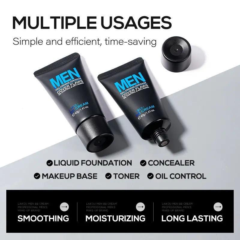 Picture of LAIKOU Men Waterproof Oil Control & Anti-Aging Full Coverage Concealer BB Cream- 40g (Only for Men)
