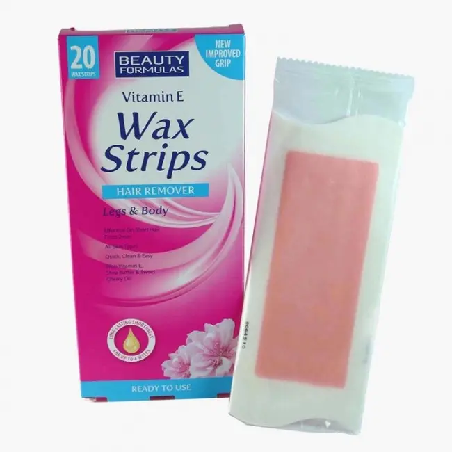 Picture of Beauty Formulas Vitamin E Hair Removal Legs & Body Wax Stripes- 20 Wax Stripes