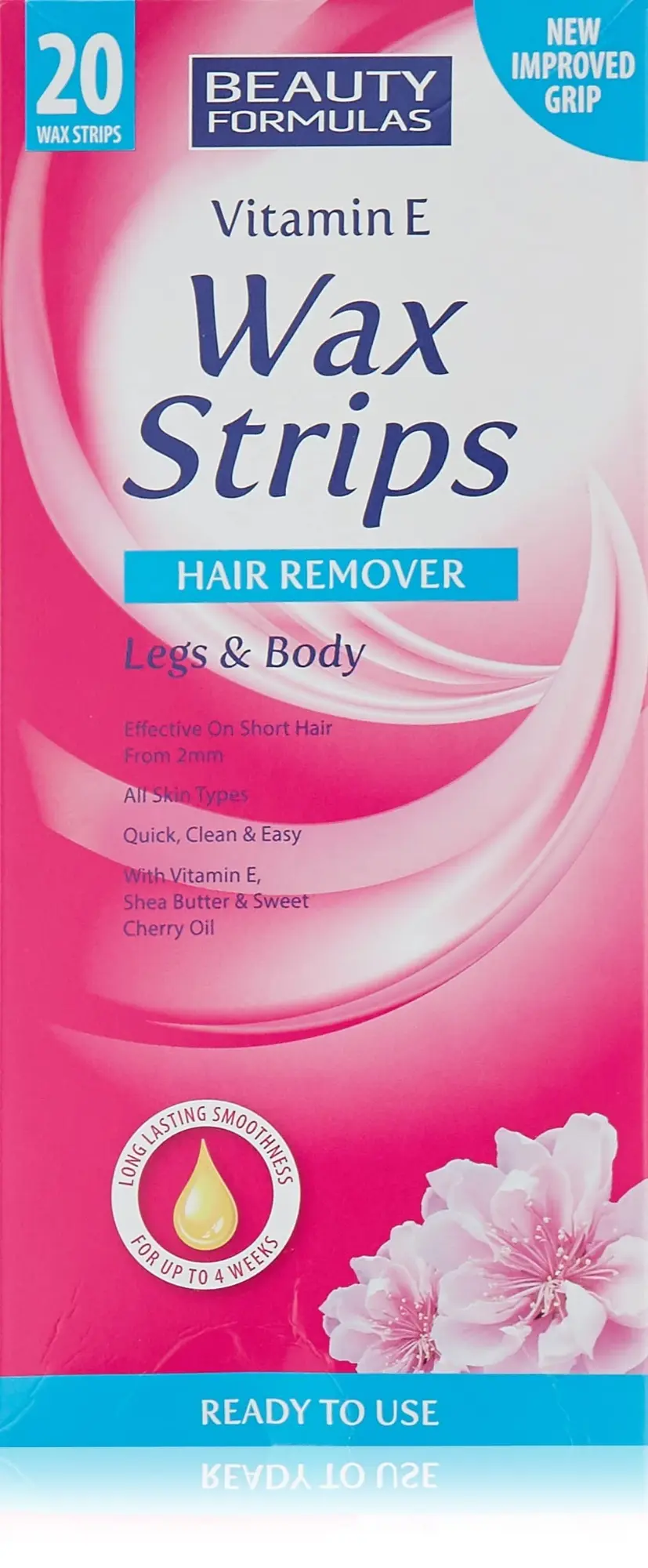 Picture of Beauty Formulas Vitamin E Hair Removal Legs & Body Wax Stripes- 20 Wax Stripes