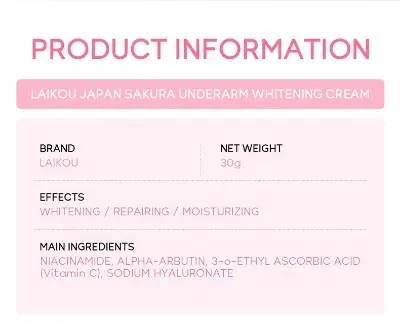 Picture of LAIKOU Japan Sakura Underarm Beauty Cream- 30g