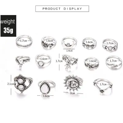 Picture of Women's Finger Ring Set 14 Pcs / Set(Silver)