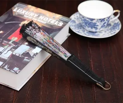 Picture of Folding Fan 1PC Lace Hand Held Folding Fan Dance Party Wedding Decor Fan Chinese Hand Fan(Multicolor)
