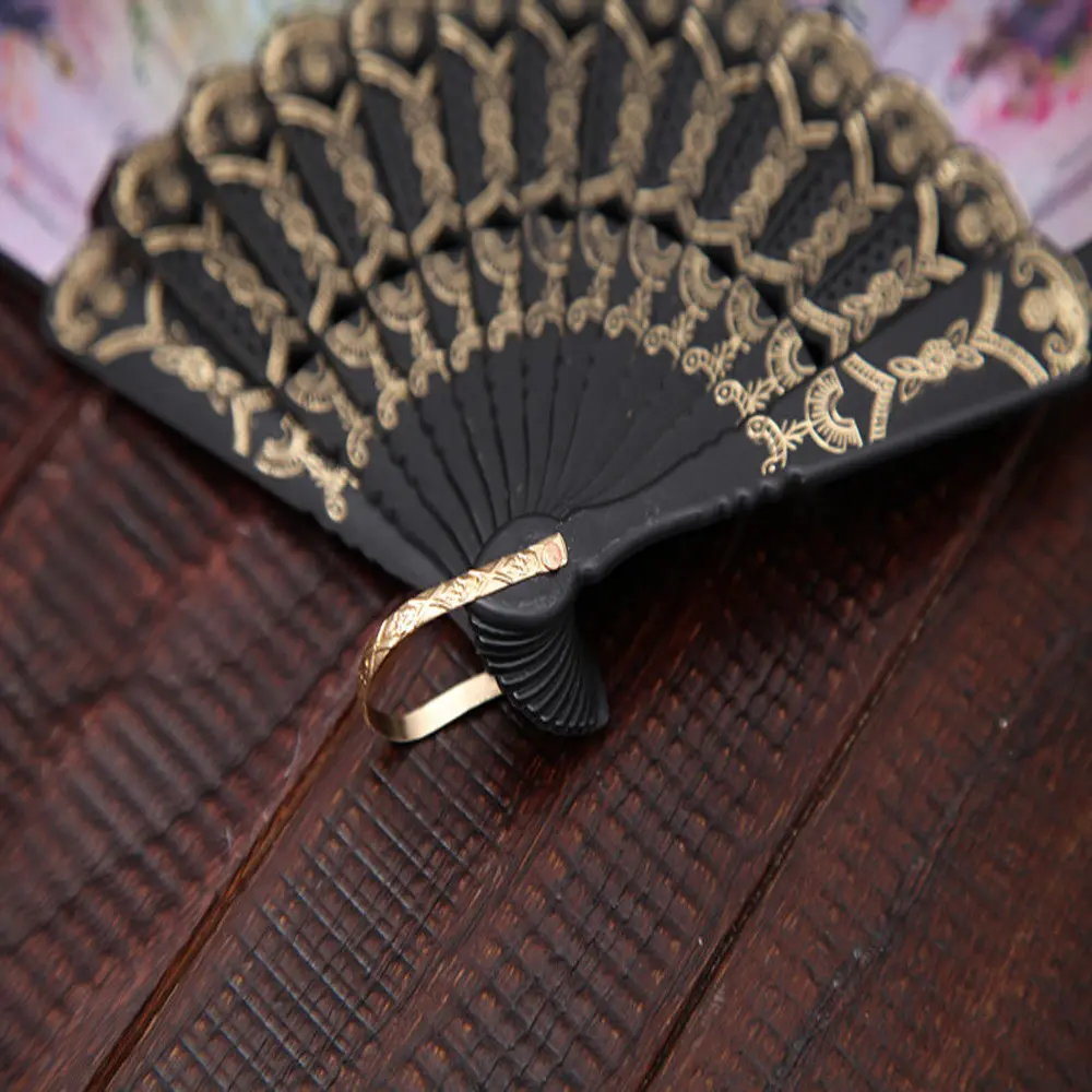 Picture of Folding Fan 1PC Lace Hand Held Folding Fan Dance Party Wedding Decor Fan Chinese Hand Fan(Multicolor)