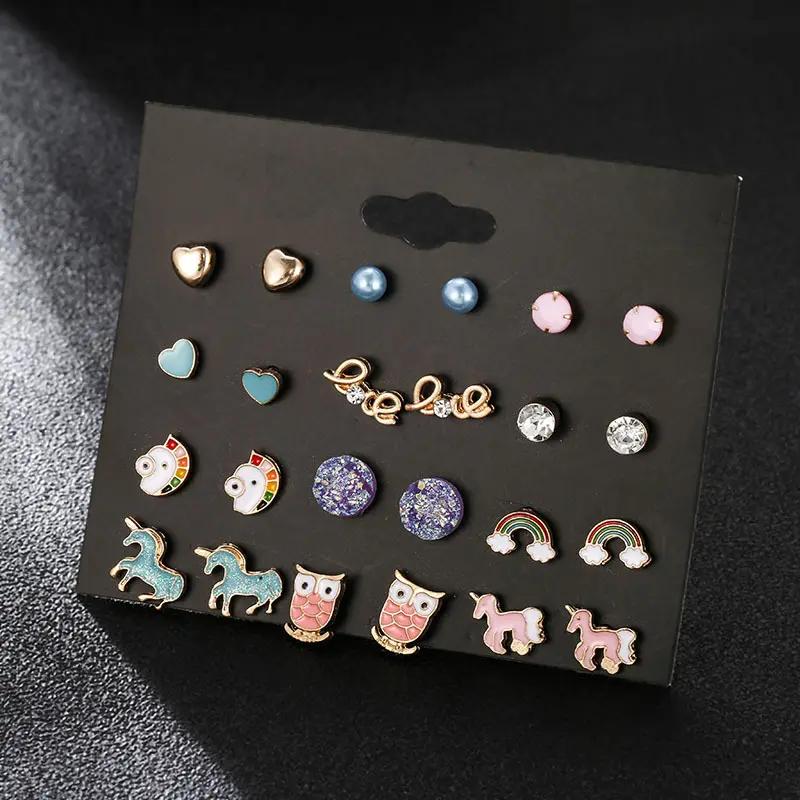 Picture of 12 Pairs/set stud cute earring set for women's fashion(Multicolor)