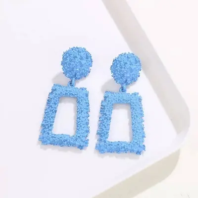 Picture of Fashion Punk Metal Dangle Earrings For Women Statement Jewelry Geometric Drop Earrings(Blue)