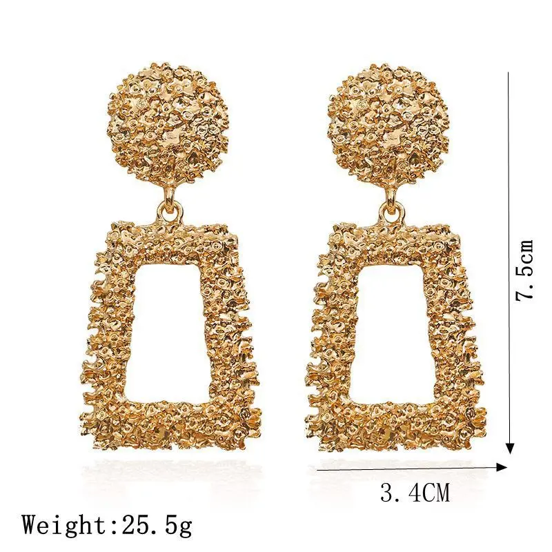 Picture of Fashion Punk Metal Dangle Earrings For Women Statement Jewelry Geometric Drop Earrings(Blue)