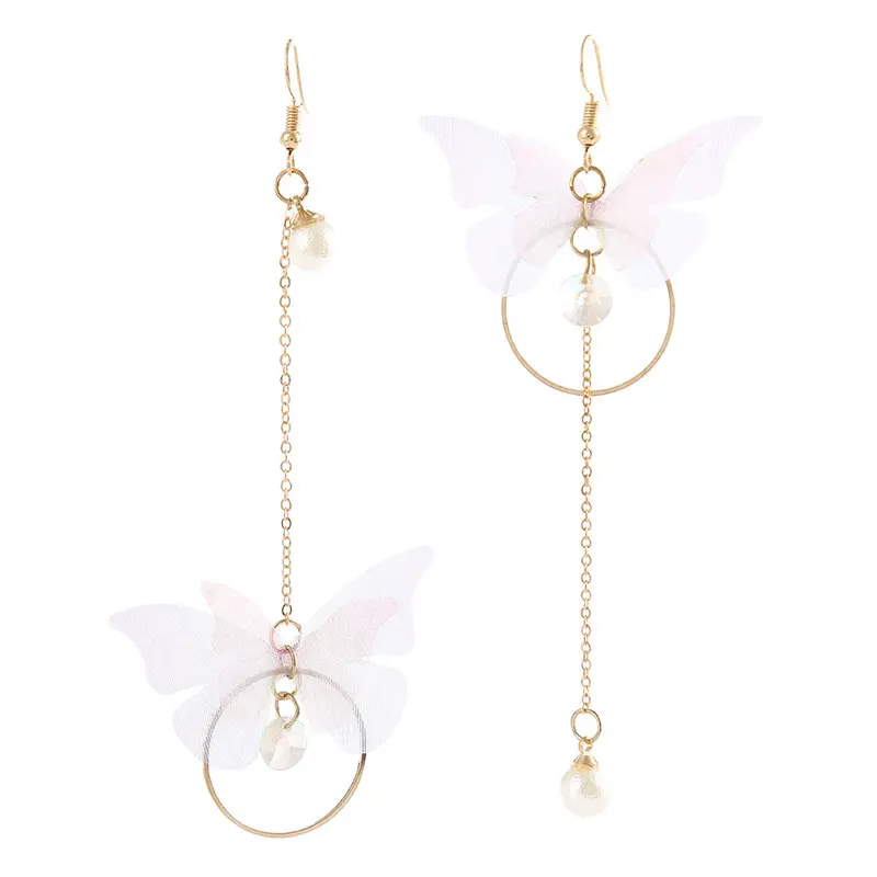 Picture of Asymmetric earrings femininity Korean long tassel personalized pearl butterfly earrings earrings for women's fashion(Same as Picture)