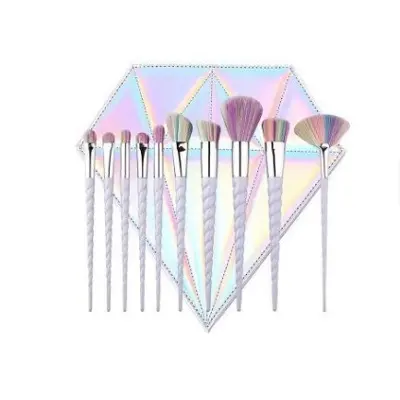 Picture of 10 Pcs/Set Rainbow Color Unicorns Makeup Brushes Sets Foundation Powder Cosmetic Vegan Makeup Brush Set For Women'S Makeup - Makeup Combo Set(Unicorn)