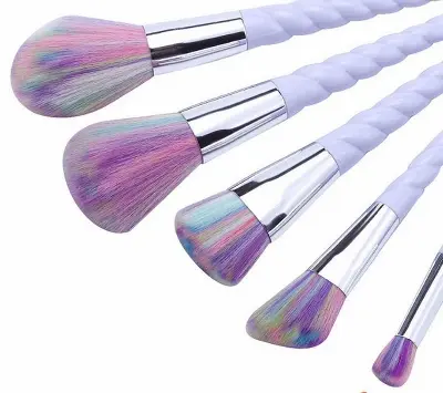 Picture of 10 Pcs/Set Rainbow Color Unicorns Makeup Brushes Sets Foundation Powder Cosmetic Vegan Makeup Brush Set For Women'S Makeup - Makeup Combo Set(Unicorn)