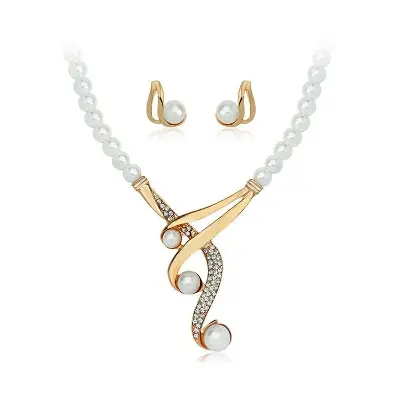 Picture of Dubai plated jewelry set dubai jewelry pearl set for women's fashion party(Multicolor)