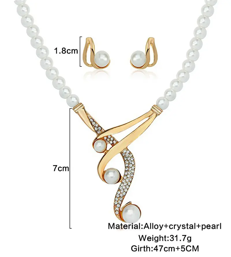 Picture of Dubai plated jewelry set dubai jewelry pearl set for women's fashion party(Multicolor)