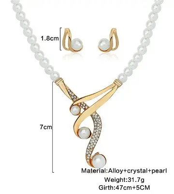 Picture of Dubai plated jewelry set dubai jewelry pearl set for women's fashion party(Multicolor)
