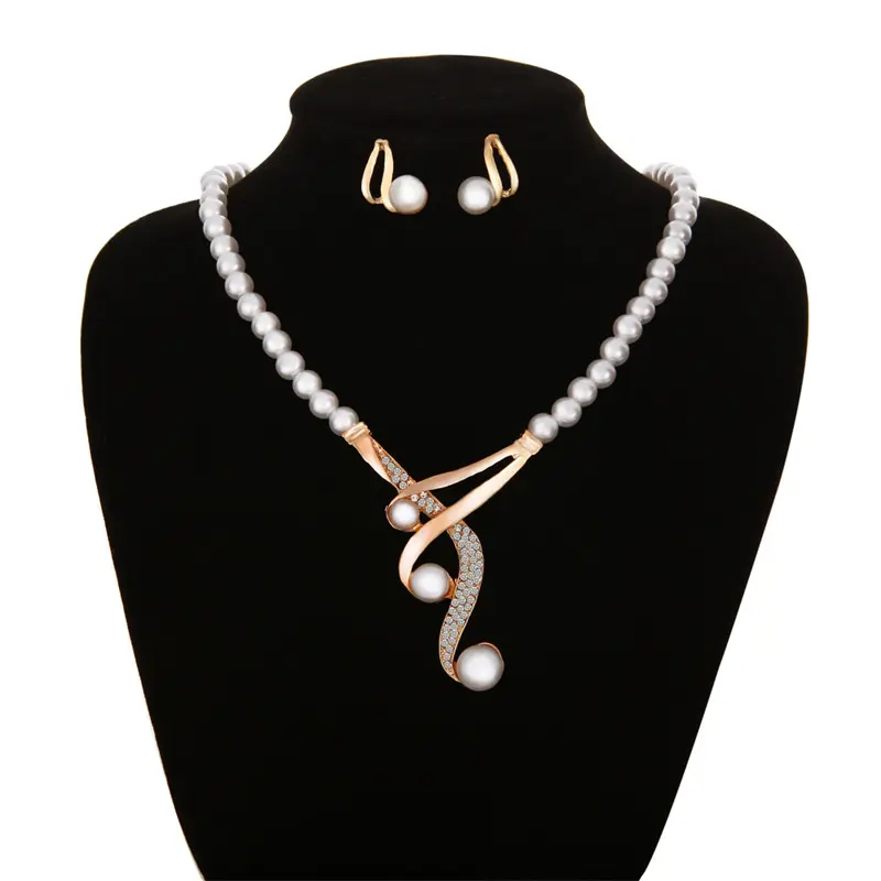 Picture of Dubai plated jewelry set dubai jewelry pearl set for women's fashion party(Multicolor)
