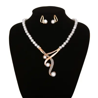 Picture of Dubai plated jewelry set dubai jewelry pearl set for women's fashion party(Multicolor)