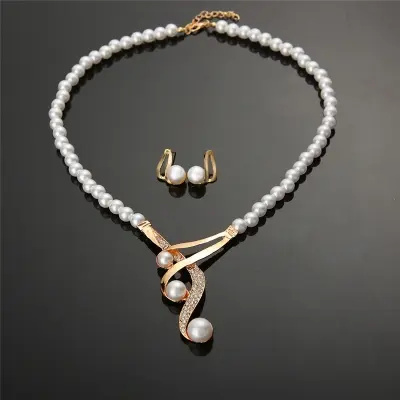 Picture of Dubai plated jewelry set dubai jewelry pearl set for women's fashion party(Multicolor)