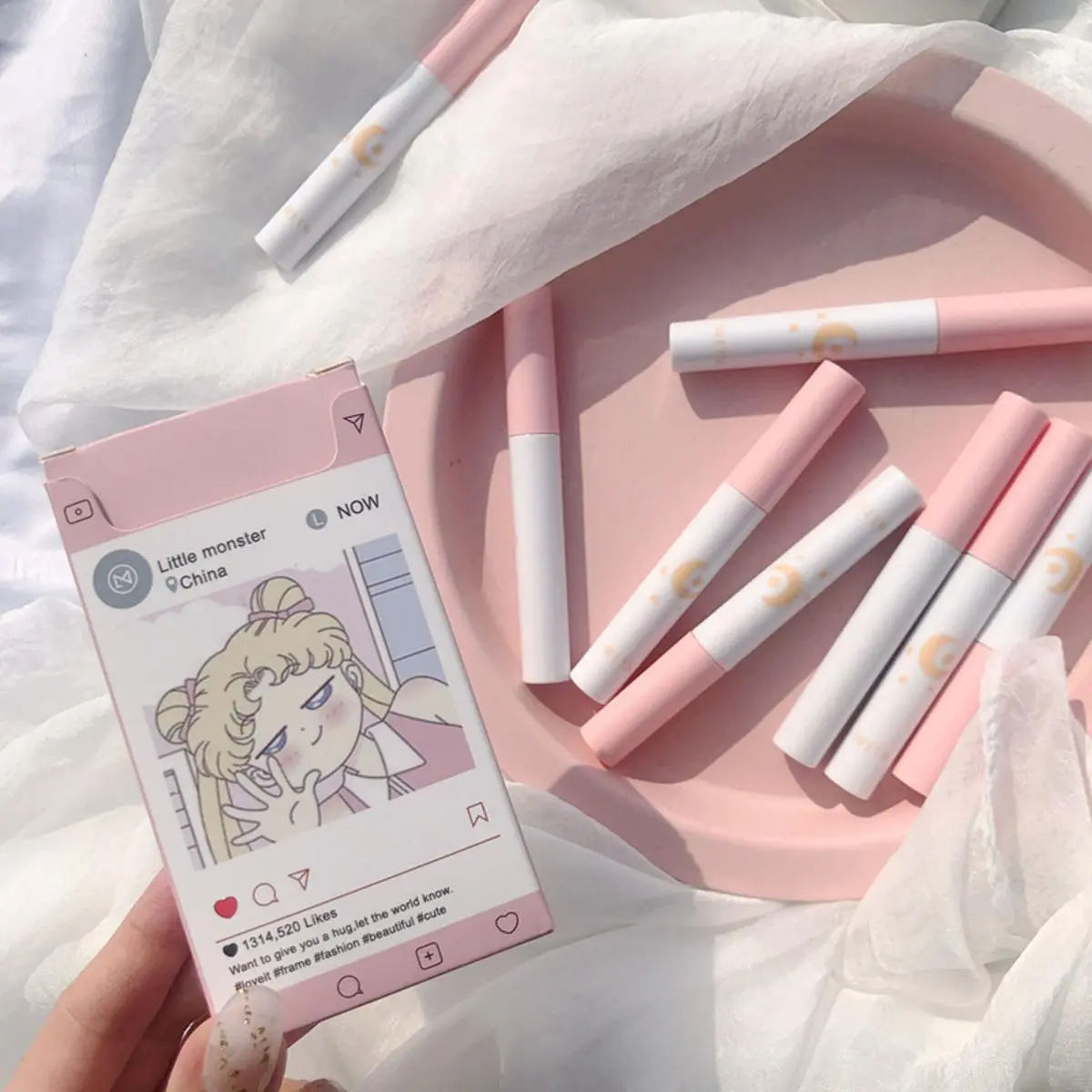 Picture of 8 Pcs/set of Cigarette tube lip glaze set matte matte white lipstick student gift Lipstick set(8 Pack)