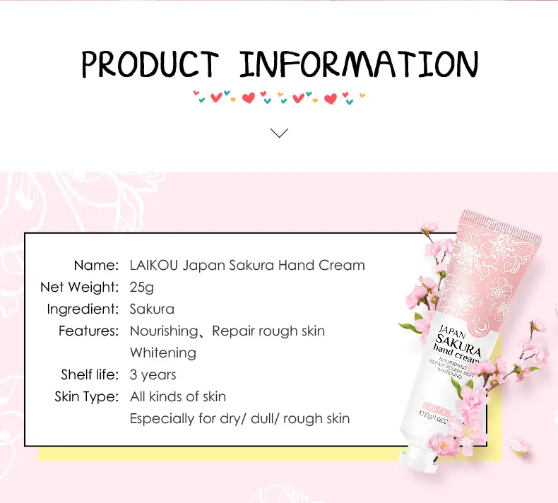 Picture of LAIKOU Cherry Blossom Hand Cream- 30g(Pink)