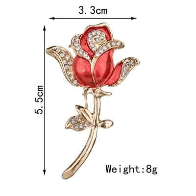 Picture of Korean version of rose flower crystal brooch temperament ladies coat jewelry wedding bridal corsage(Gold)