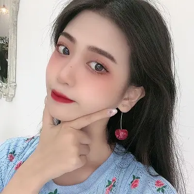 Picture of Cute girl fresh cherries gentle pink dried flower cherry earrings earrings earrings women(Multicolor)