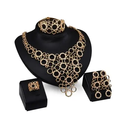 Picture of Trendy fashion retro accessories four-piece set European and American crystal jewelry sets for women's fashion(Same as Picture)