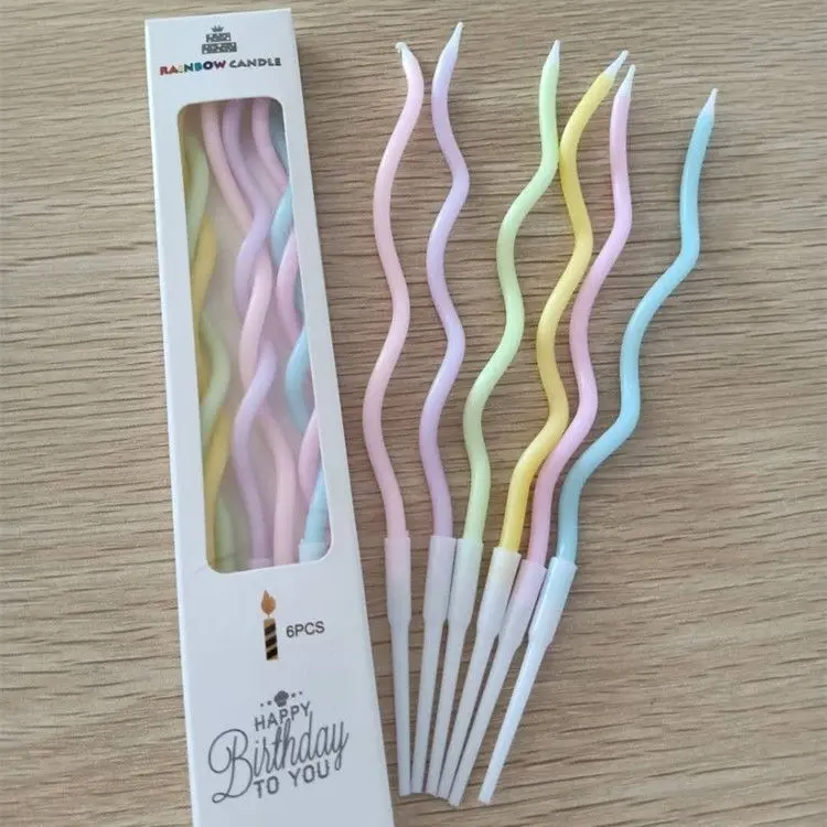 Picture of 6 Pieces Birthday Candles - Twisted Horse-Shaped Colored Cake Candles, 16cm Long(Random)