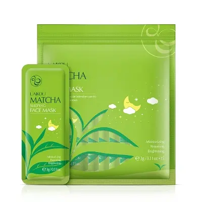 Picture of 15pcs/set travel pack oil control moisturizing pore shrinking matcha face sleeping mask facial mask(Face)
