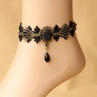 Picture of 1 Piece Black colour lace payel or anklet for women fashion(Black)