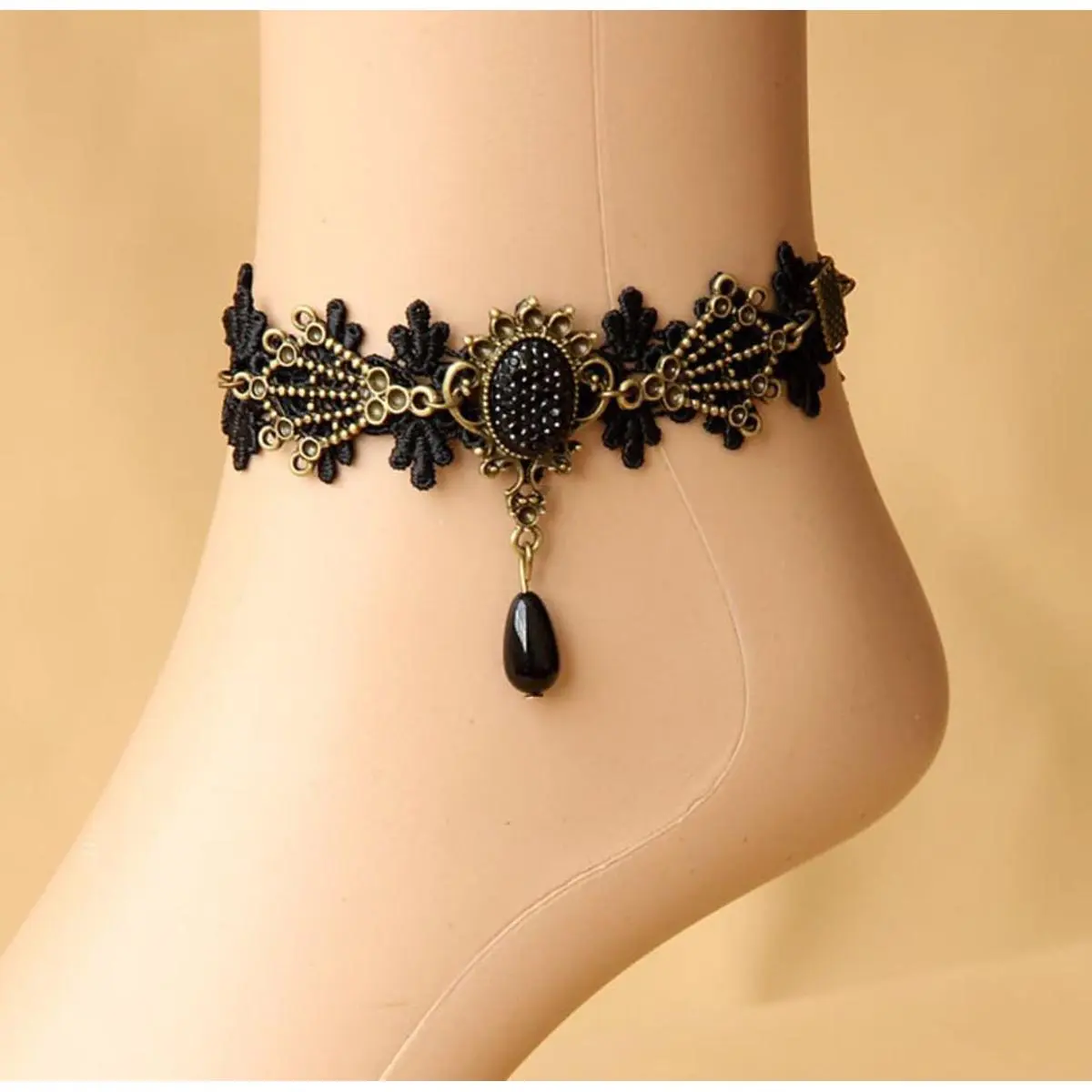 Picture of 1 Piece Black colour lace payel or anklet for women fashion(Black)