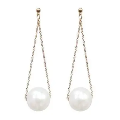Picture of Long Tassel White Pearl Fashion Earring Set for Women Fashion(Gold)