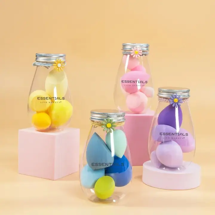 Picture of 6 Pcs/Set Beauty Blender Powder Puff Set with Jar puff set- Multicolour(Multicolor)