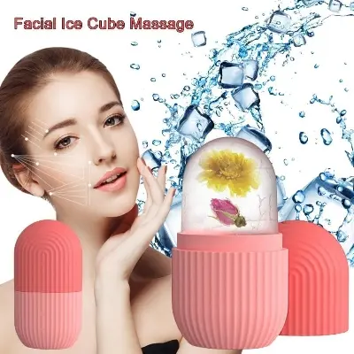 Picture of Home Use Skin Care Tool Facial Massage Silicone Face Ice Cooling Globe Roller for Lifting Facial Ice Roller- Pink(Pink)