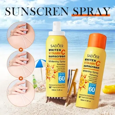 Picture of SADOER Vitamin C SPF 60+ PA+++ Anti-sweat Hydrating Refreshing Non-greasy Sunscreen Spray- 150ml(Vitamin C)