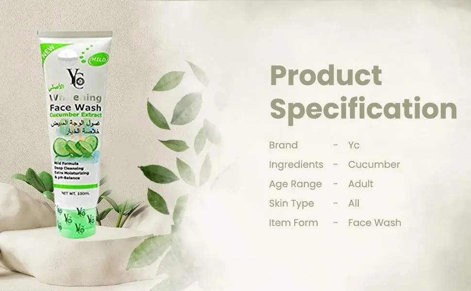 Picture of YC Whitaning Cucumber Extracted Deep Cleansing Face Wash- 100ml(Cucumber)
