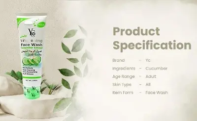 Picture of YC Whitaning Cucumber Extracted Deep Cleansing Face Wash- 100ml(Cucumber)