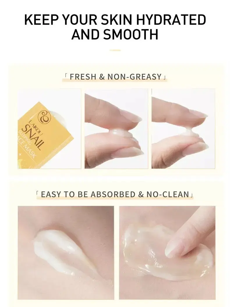 Picture of LAIKOU Moisturizing 15 Pcs/Set Snail Sleeping Face Mask- 3gX15 Pcs(Snail)